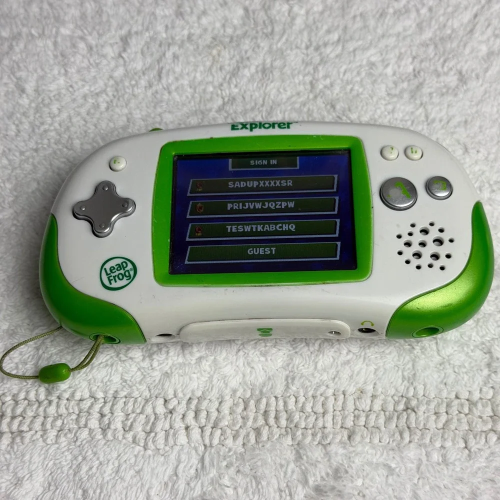 LeapFrog Leapster Explorer Handheld Gaming System White Green with Charging Dock